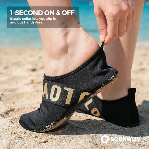 Image of SEEKWAY Water Shoes Women Men Adult Quick-Dry Aqua Socks Barefoot Non Slip for Beach Swim River Pool Lake surf Black SK002(U)