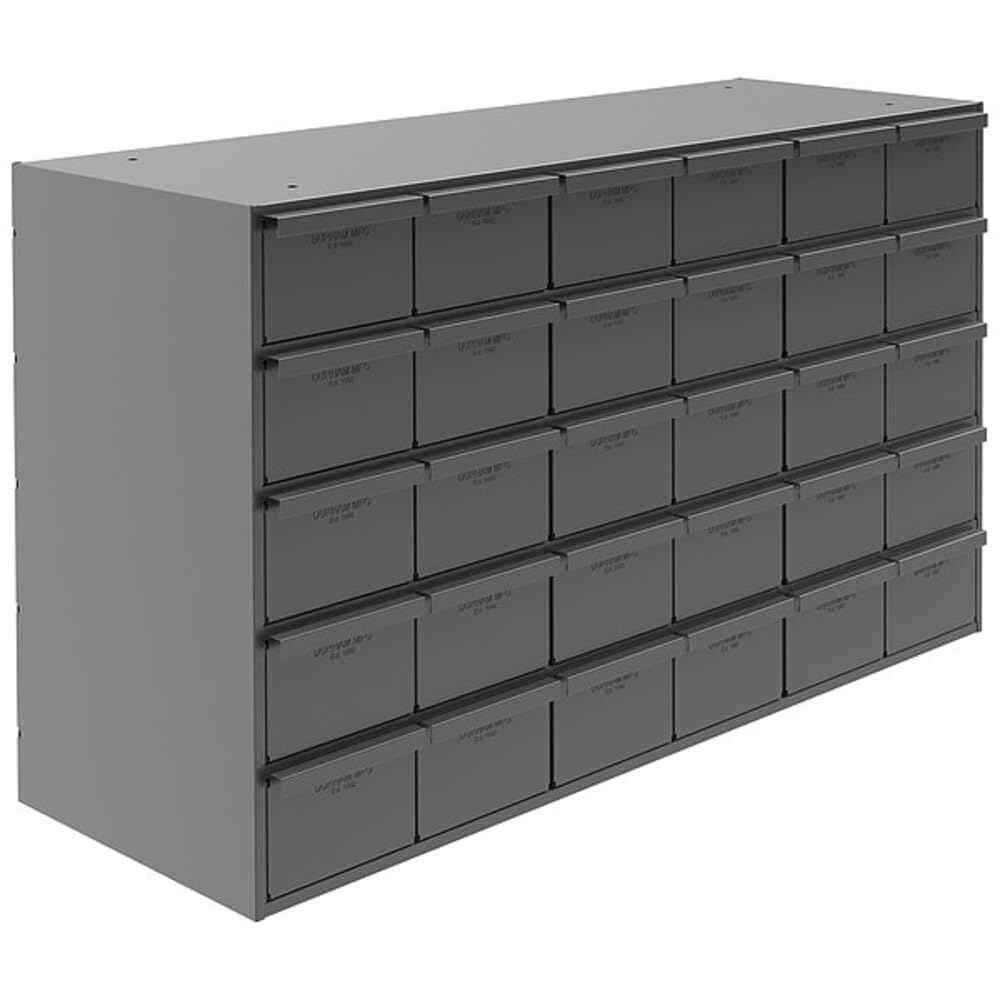 Durham 034-95 Gray Cold Rolled Steel Storage Cabinet, 33-3/4" Width x 21-1/2" Height x 11-3/4" Depth, 30 Drawer