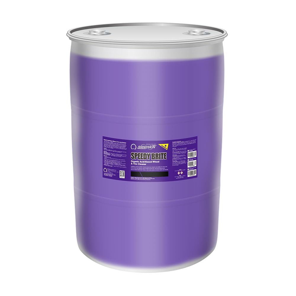 Nanoskin SPEEDY BRITE Pro Grade Wheel & Tire Acid Cleaner, 30 gallons - Chrome & Coated Wheel Safe, Cleaning with Organic Acid | Removes Brake Dust & Road Grime for Auto Detailing, Body Shop Safe