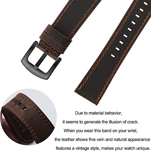 Ibazal 22Mm Gear S3 Frontier Classic Watchband Galaxy Watch 46Mm Genuine Leather Strap Compatible With Samsung Galaxy Watch 3 45Mm/Huawei Watch Gt/Gt 2/Pro/2E/Gt 3 46Mm Men-Coffee+Black Clasp #TOP5
