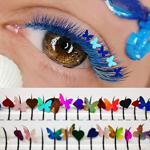 18mm False Lashes, Andy's Orchids 3D Butterfly Heart Glitter False Eyelash, Glitter Eyelashes Long Dramatic Colorful Lashes Decorative Fun Fake Eyelashes