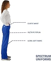Vista 4 de SPECTRUM UNIFORMS Pantalón médico unisex, pantalones de uniforme médico clásicos ultra suaves, pantalones de cintura elástica, pantalones médicos