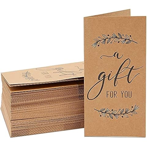 Pipilo Press 36 Pack Money Cards with Envelopes, A Gift for You Cards for Cash, Holiday's, Birthday's (Kraft Paper, 3.5 x 7.25 In) Cover