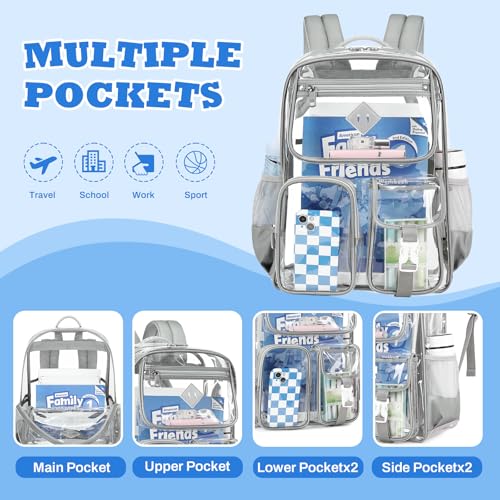 Image of PIG PIG GIRL Clear Backpack for School,Heavy Duty PVC Transparent Bookbag for Girls Stadium Approved See Through Backpack