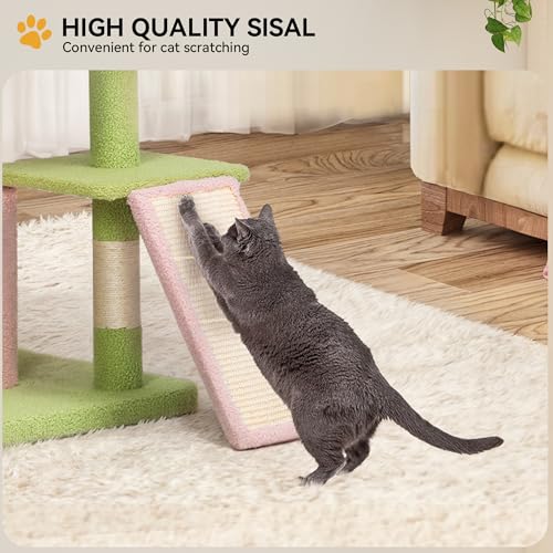Torre para gatos YITAHOME 65in con flores rosa y verde miniatura 4