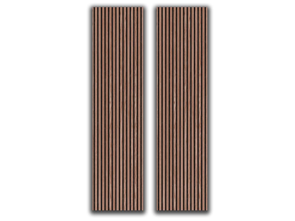 HPFloor Acoustic Panels, Wood, 240 x 60 cm, Walnut, Set of 2, Wall Cladding Wood MDF Slat Wall, Oak, Wall Panels, Wooden Wall on Black Felt for Sound Insulation, Wooden Panels Wall 21 mm
