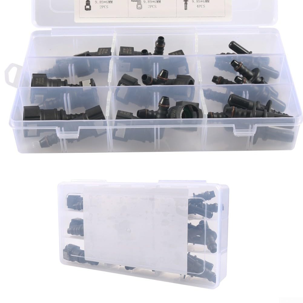 Lot de 24 raccords rapides ID6 pour tuyau diesel de 6 mm avec connecteurs ABS mâles femelles de 7,89 mm, 9,49 mm, 9,89 mm, pour l'entretien de voiture et de camion