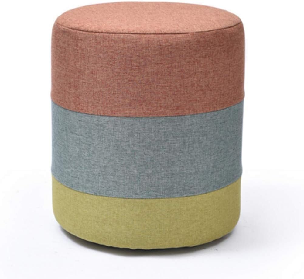 Repose-Pieds Portable Ottoman Rond Orange - Siège d'Appoint