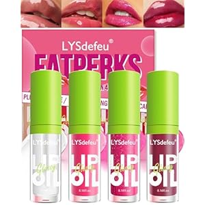 Lip Oil Pack of 4 Professional Makeup Moisturising Tinted Lip Gloss Hydrating Plumper Lip Glow Oil Lip Stain Tint Long Lasting Lip Care Lip Oil Lip Gloss Fat Lip Oil Drip Set A