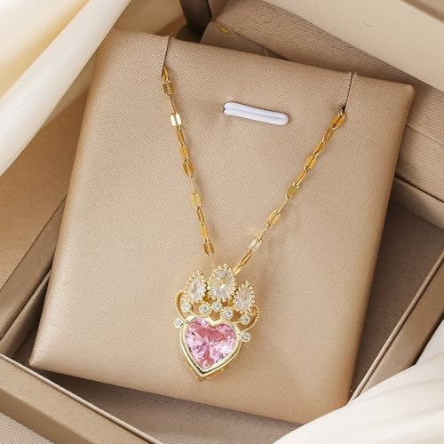 Collier Goutte d'eau Rose pour Filles en Acier Inoxydable Couronne - 5