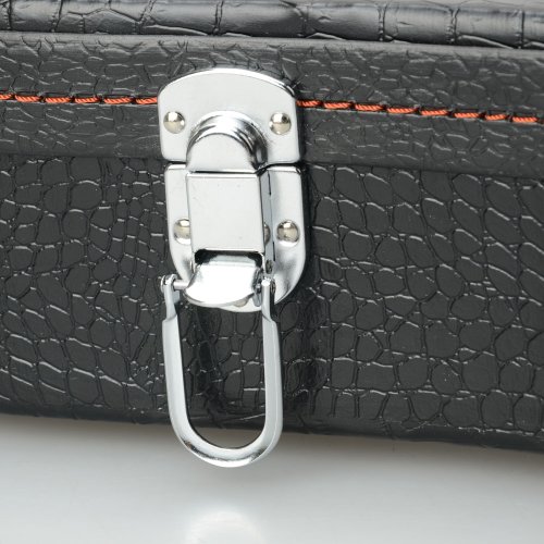 LYKOS Student 23\" Concert Python Pattern Leather Ukulele Case Classic Hard Case (Black) - Thumbnail 3