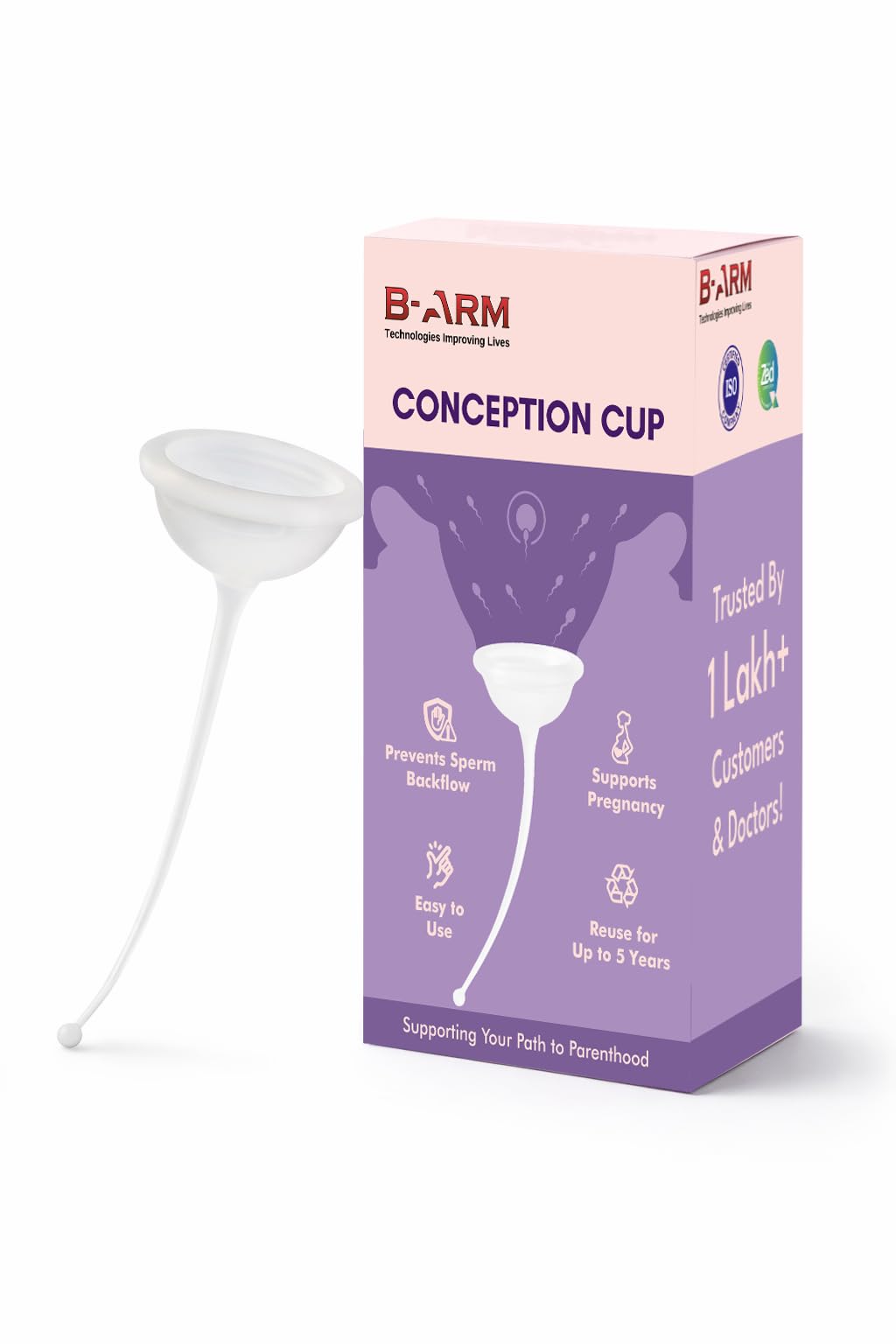 B-Arm Reusable Conception Aid Cup for Women| Leak Proof Pregnancy Aid Cup with 9 cm Long Stem for Easy Removal| Soft & Flexible Fertility Support Cup for Natural Conception & Pregnancy-image-20