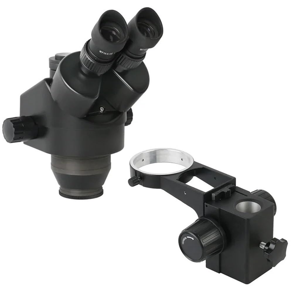 Microscope 7X-45X Simul-Focus Parfocal Continuous Zoom Trinocular Stereo Microscope Head and 76-25mm Holder(Black)