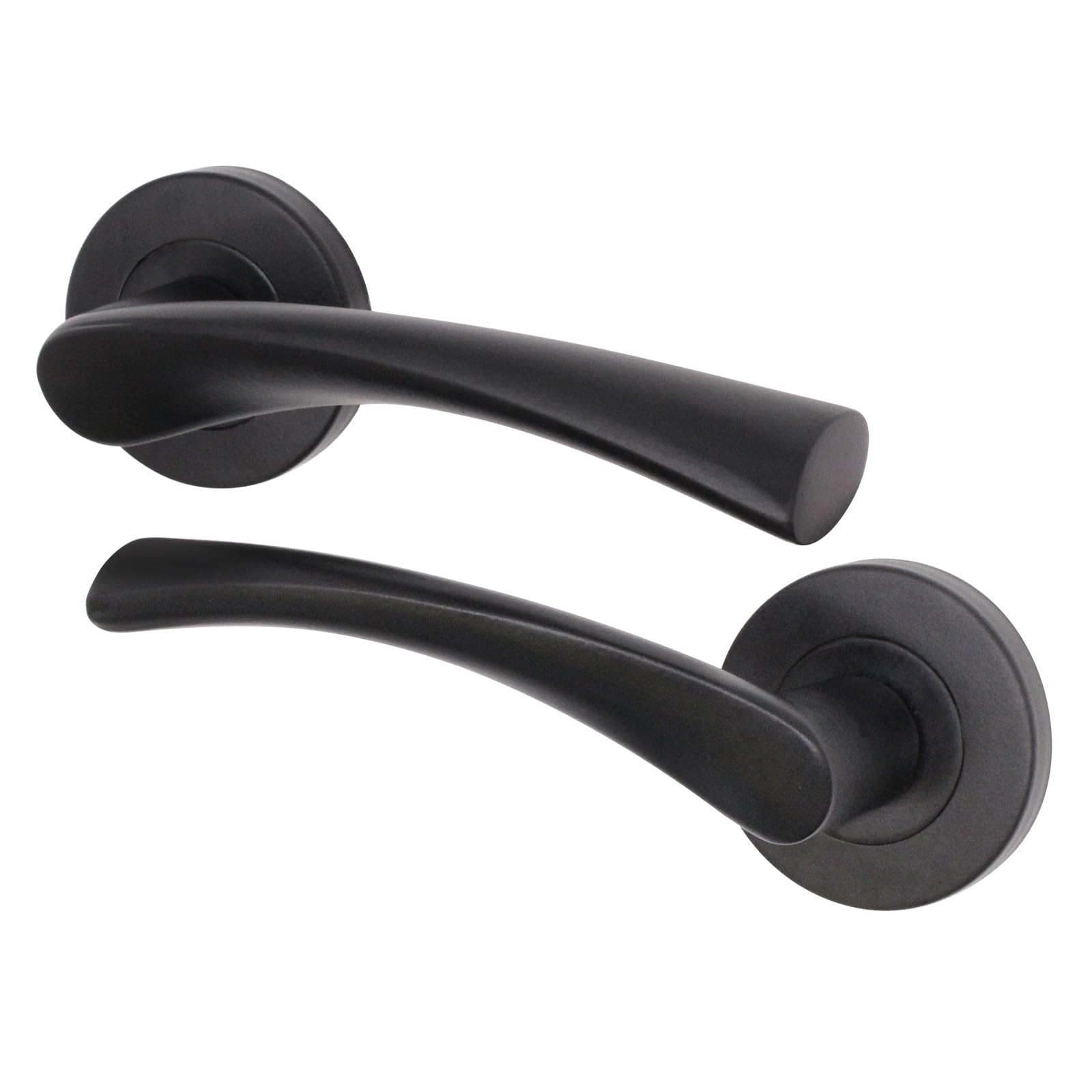 EAI Black Internal Door Handle | 1 Pair Matt Black Lever on Rose Round Handles | Novoli Range — image 1