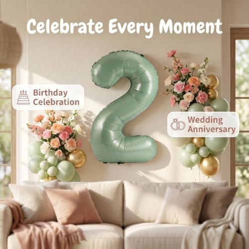 Image of YPSelected 32 Inch Large Foil Helium Number Balloon Birthday Wedding Party 0-9 (Olive Green, 2)