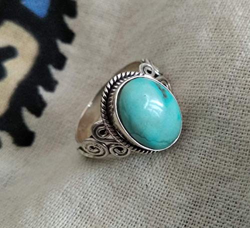 Turquoise Ring, 92.5% solid sterling Silver Ring, Genuine Turquoise, Turquoise Silver Ring, Handmade Ring, Bohemian Jewelry, Gemstone Boho Ring, Gift for her, Statement Ring, Jewelry Gifts, Stone Ring