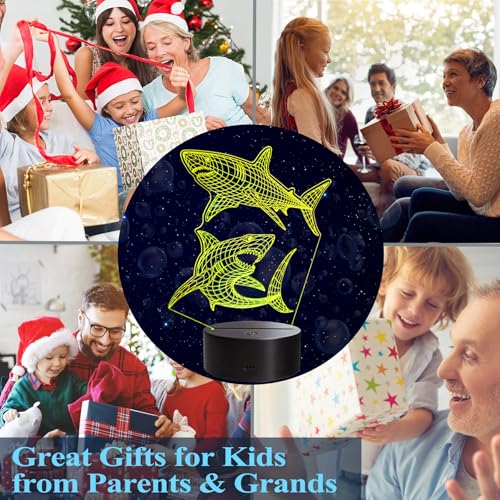 Image of Shark Gifts, Shark 3D Night Light, Underwater Gifts with 16 Colors Changing, Timer, 4 Flash Modes and Dimmable for Room Decor Boys Girls Birthday Xmas Cool Figurines Gifts