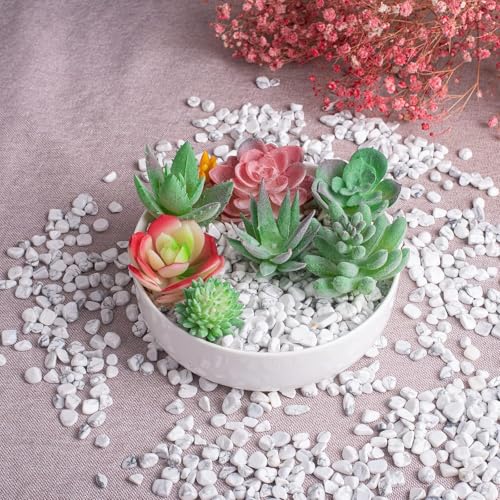 Image of Polished Howlite Crystal Chips Bulk 200 Pcs - 0.3 inch Small Tumbled Stone Chips Rocks, 10 oz Crushed Sea Glass Vase Filler Stones for Healing, Reiki, Crafting, Home Decor