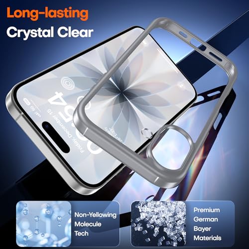 Image of TAURI for iPhone 17 Case, with Screen Protector, Grey | Full Camera Protection, Anti-Yellowing Military-Grade Protection Shockproof Slim Phone Case for iPhone 17