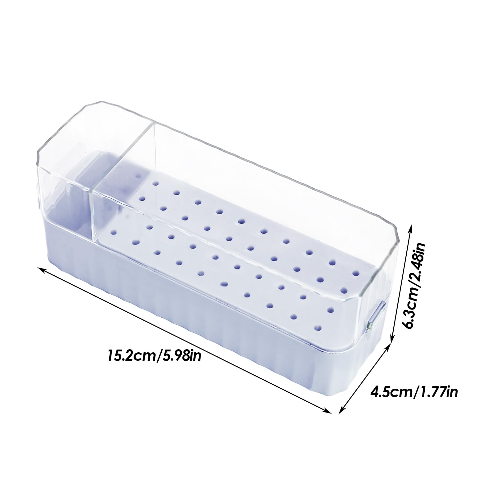 Boîtier pour Forets d'Ongle - Contenant Organisateur à 40 Emplacements pour Fraises de Manucure | Boîte de Rangement avec Couvercle Transparent Anti-Poussière pour Meulage, Soin des Cuticules,