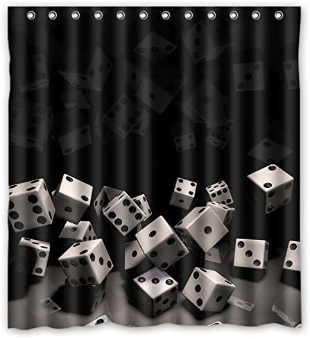Customized Unique Dice Design Waterproof Polyester Fabric Dicehroom Custom Shower Curtain 66 inch x 72 inch