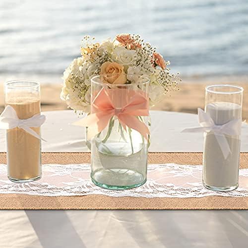 Miniatura 5 de Tiamon Camino de mesa de arpillera de 2 piezas con tira de luces LED de arpillera de encaje vintage, camino de mesa rústico para Acción de Gracias,