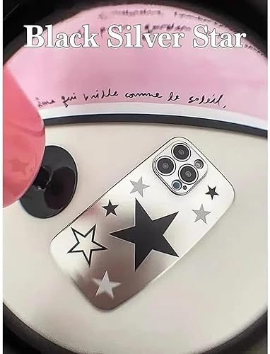 Miniatura 7 de Funda para teléfono Y2K con diseño estético galvanizado de estrellas plateadas de lujo, para mujeres y niñas (plateado, iPhone 12pro)