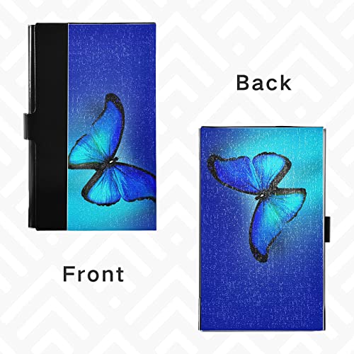 susiyo Business Card Holder, Blue Butterfly Slim Portable Name Card Case4
