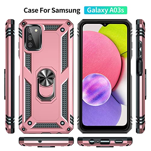 Samsung Galaxy A03s Case with HD Screen Protector, Ring Shockproof Protective Case, Rose Gold - image 4