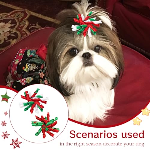Yxiang Christmas Dog Bows, 15PCS Curly Korker Puppy Hair Accessories, Handmade Pet Grooming Bows With Rubber Bands - Image 5
