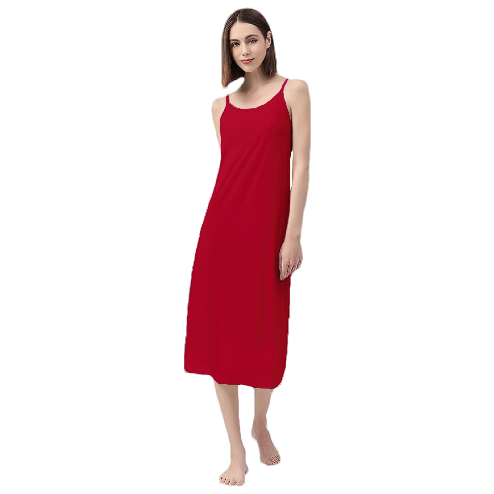 Femme Grande Taille Fond de Robes Longue avec Bretelles Jupon sous Robe Chemise de Nuit sans Manches (S-5XL)