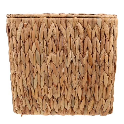 LOPUNER Poubelle de cuisine tressée avec couvercle - Corbeille à papier avec doublure en plastique - Bac de rangement avec couvercle - Poubelle couverte -...
