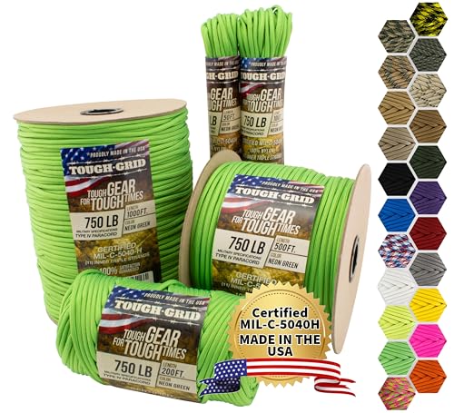 Image of TOUGH-GRID 750 Paracord, 100% Nylon, Made in USA, Type IV Mil-Spec Cord