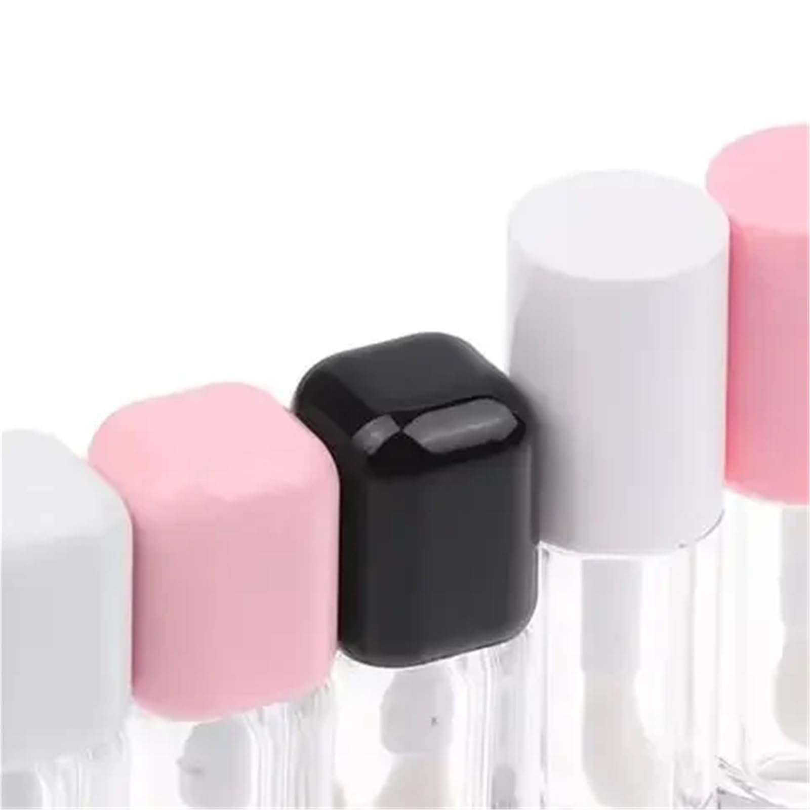 Lippenstift-Tube, 15 Stück, 6 ml, Probe-Kosmetikbehälter, transparenter Lipgloss-Röhrchen, Pinsel, Kunststoff-Balsam (rosafarbene runde Abdeckung)