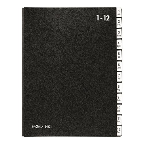 Pagna Pultordner Classic (Pultmappe, 12 Fächer , 1-12/Jan-Dez) schwarz, A - Z