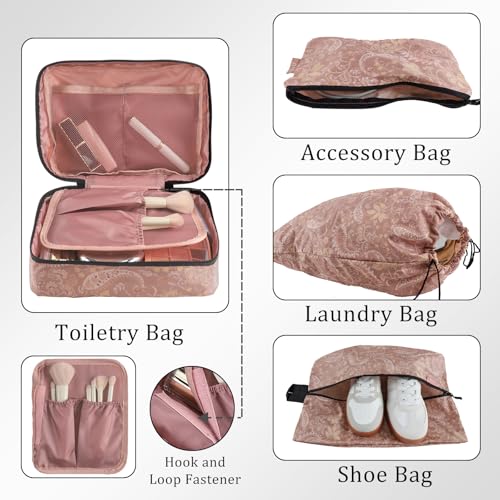 U+U 10 Set Compression Packing Cubes - Ultralight Travel Organizers with Laundry Bag, Space-Saving Suitcase Organizer, Expandable Packing Cubes for Travel and Family Vacation (Paisley Pattern) — view 4