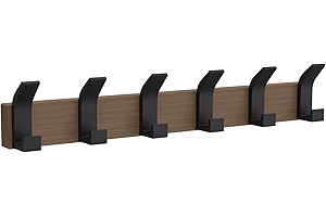Wall Mounted Rustic Wood Coat Rack with Metal Hooks: Home & Office Décor