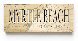 Myrtle Beach South Carolina 3x9 Wood Coordinate Wall Hanging Sign; Shelfsitter | High Definition Ink Printed On Wood Home Décor Map | Ready to Hang | Perfect Gift for the Perfect Place