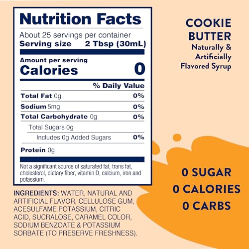 Image of Jordan's Skinny Mixes Sugar Free Coffee Syrup, Holiday Cookie Butter Coffee Flavoring Syrup, Zero Calorie Drink Mix for Lattes, Baking, Protein Shake, Dairy & Gluten Free, Kosher, 25.4 Fl Oz