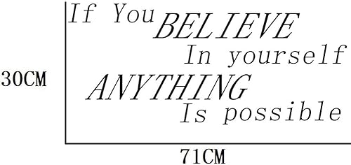 Miniatura 2 de BIBITIME Calcomanías inspiradoras para pared con texto en inglés "Sayings Quotes If You Believe in Yourself Anything is Possible", calcomanías
