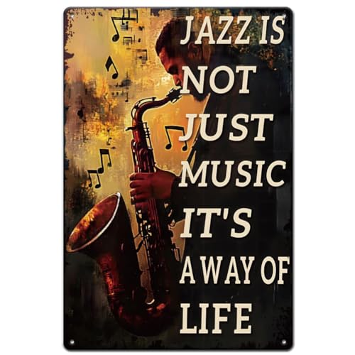 SUPERDANT Plaque Metal Vintage pour Musique Jazz le Jazz N'Est Pas Seulement de la Musique Plaque Murale Decorative Affiche Vintage Panneau Decoratif Exterieur...