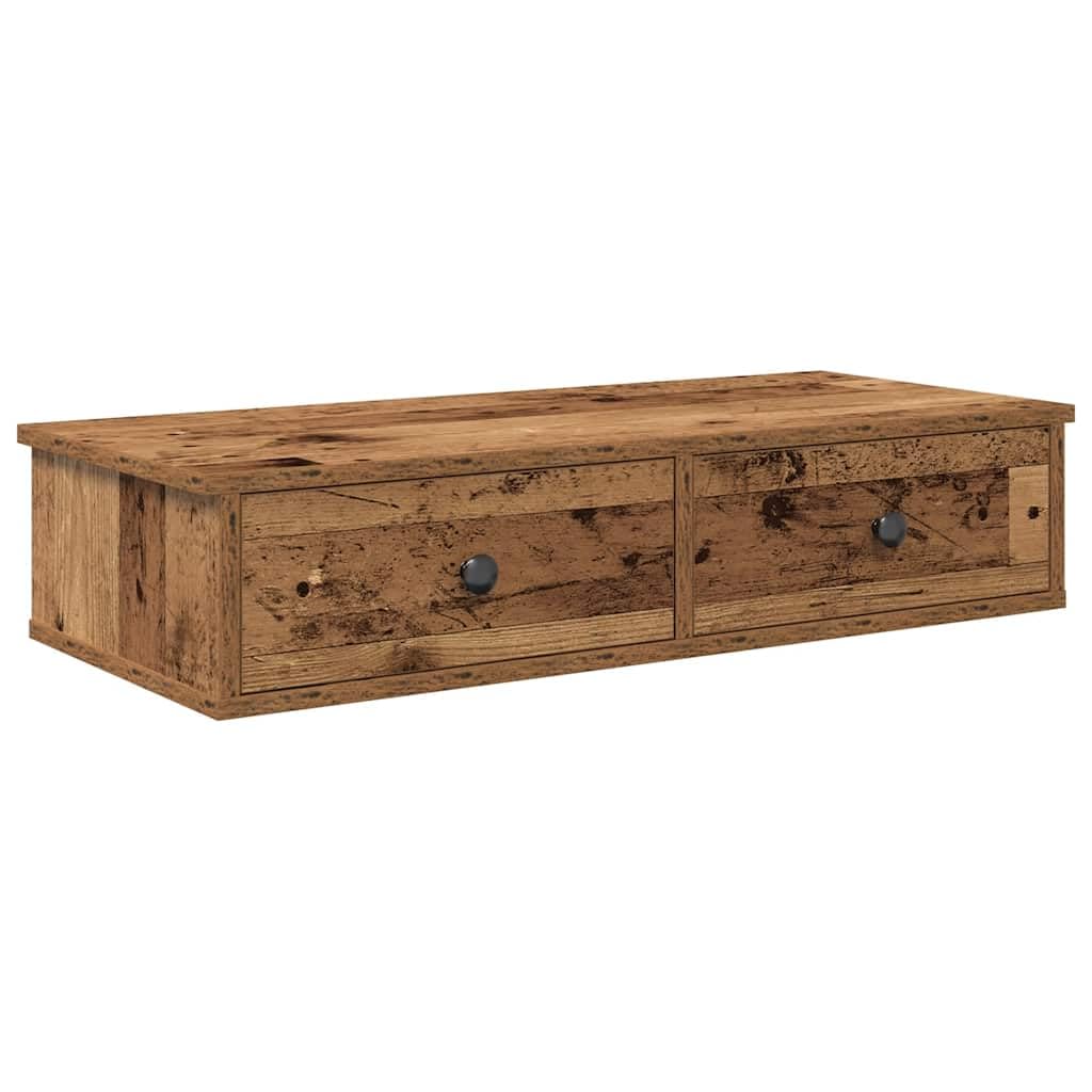vidaXL Wall Shelf with Drawers Old Wood 80x31x17 cm Engineered Wood — image 1