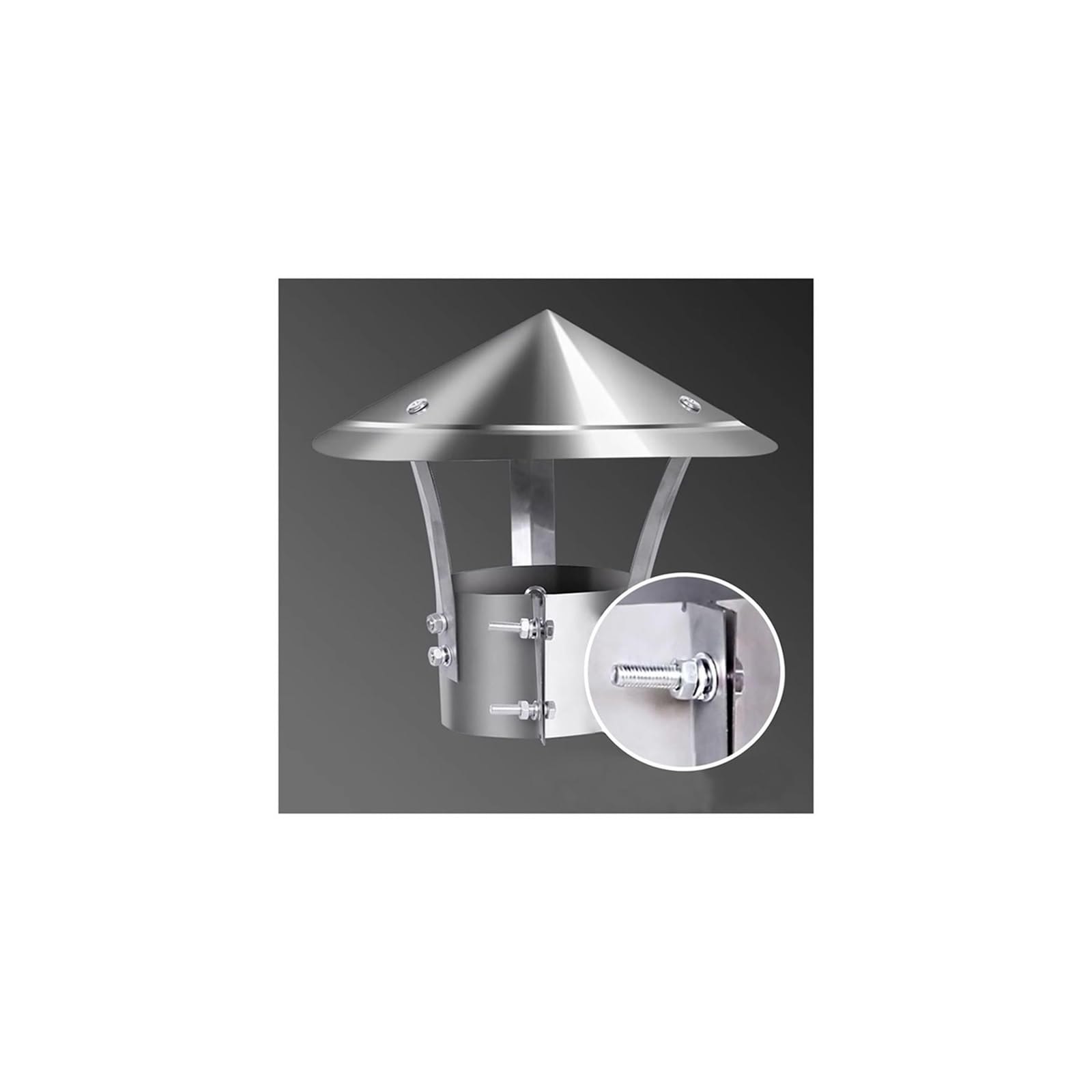 Cappucci e cappucci per camino in acciaio inossidabile, tappo antipioggia zincato, tappo a cono, copertura protettiva per tubi, metallo, cappello da neve per camino, F (14 cm x 30 cm)