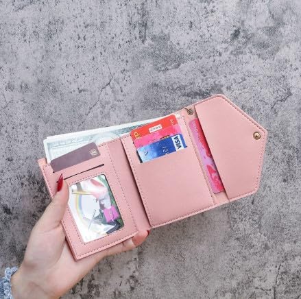 Wallet Women,Classic Envelope Faux Leather Wallet for Women with Metal Heart Charm and Tassel Lanyard, Zip Closure Slip Pocket and Credit Card Compartments, Wet Wipe Clean (Black)3