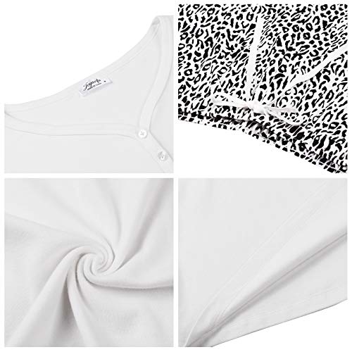 Joyaria Full Sleeve Pajamas Pj Sets Women 100% Cotton Long Pants Winter Thick Cozy Sleepwear Set Plus Size (White Cheetah, 2Xl) #TOP3