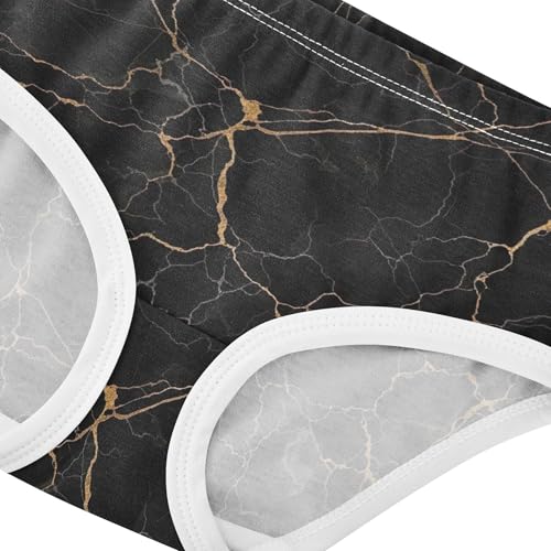 Designer Girls Underwear Toddler 2t Cotton Panties Little Girl Black Marble Gold Veins Briefs Underpants4