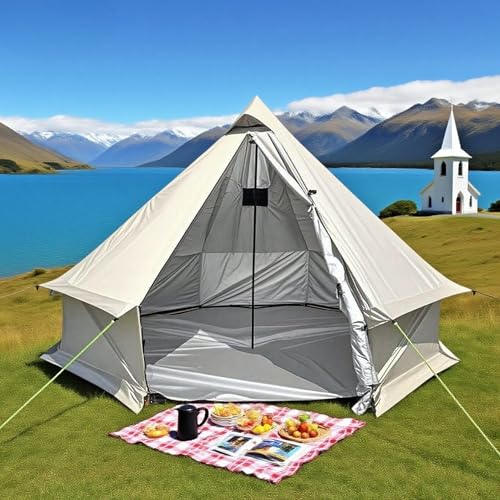 Spacious 4 Person Yurt Tent with Stove Jack, 4-Season Glamping Bell Tent, Waterproof 210D Oxford Cloth, for Family Camping & Outdoor Parties, 9.8x9.8x6.6 FT - Image 9