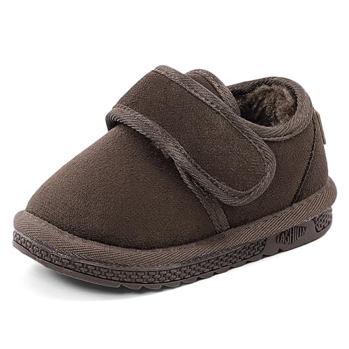 ESTAMICO Unisex-Child Snow Boots Toddler Girls Boys Plush Warm Winter Boot Easy On/Off Kids Booties