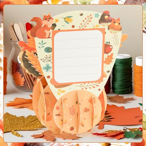 3D Happy Thanksgiving Gift Greeting Card, Personalized Holiday Cards with Envelope Decorations Supplies, Exquisite Thanksgiving Pumpkin Decor Gift Supplies for Autumn Celebrations - Image 4