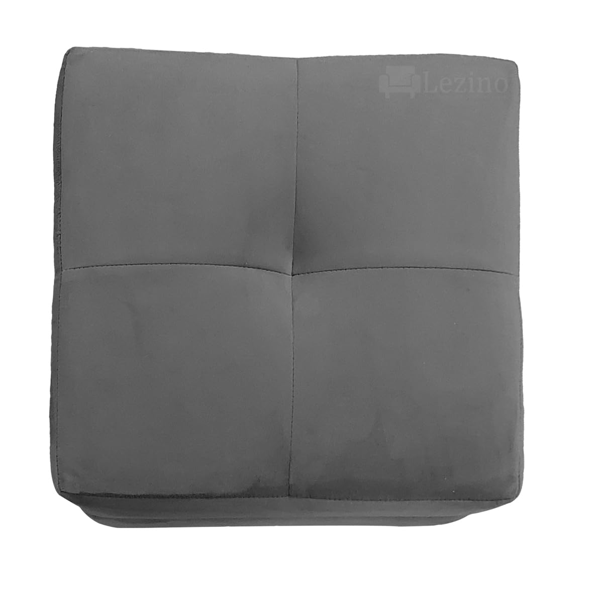 LEZINO Pouffes for Sitting Stool for Living Room Sitting | Puffy Wooden Stools | Square Footrest Pouf Foot Stool for Room Decor Size 16x16x18 inches (Grey) 2